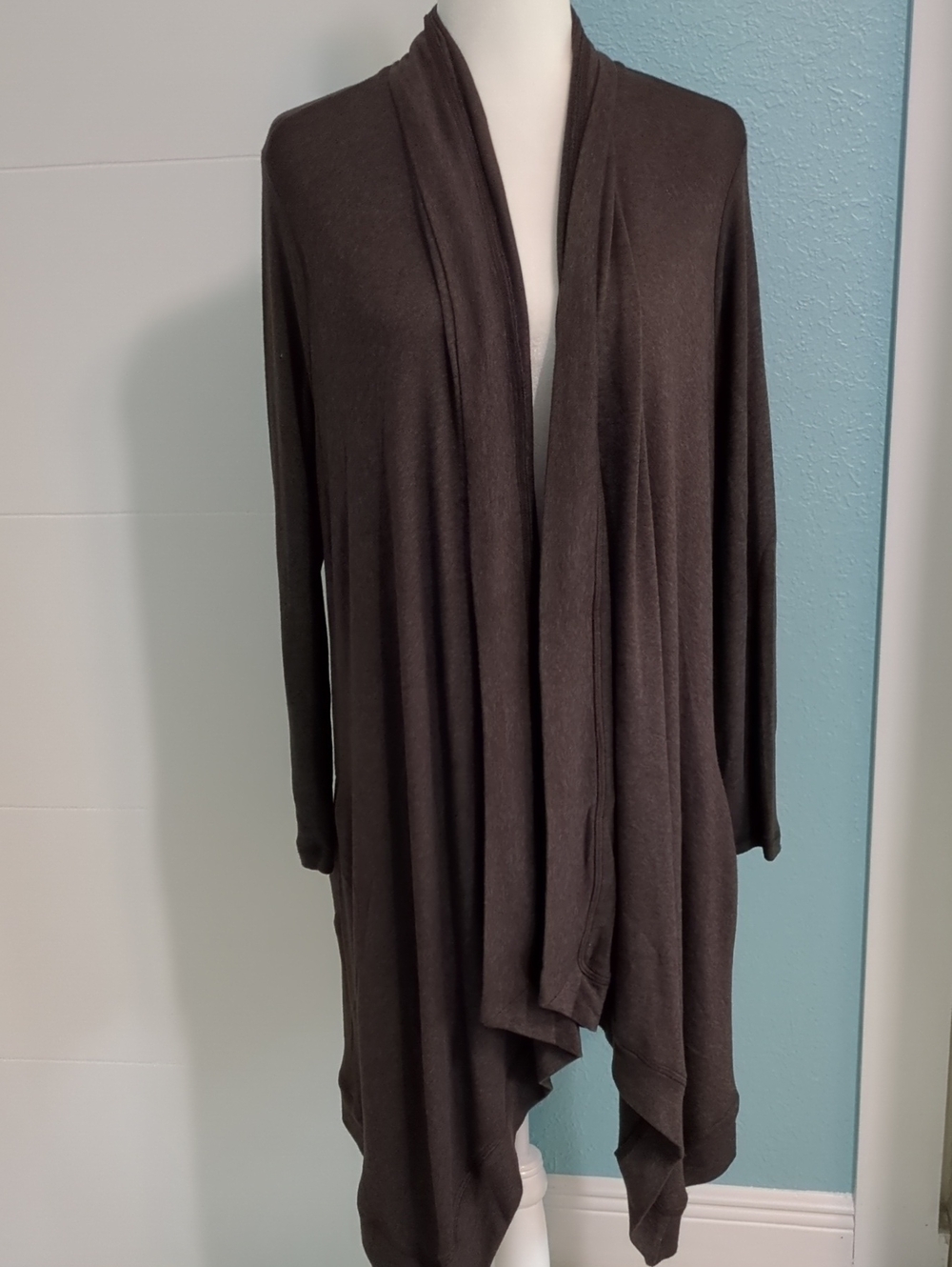 SOUTHCOTT Long Draped Open-Front Cardigan - Brown Sz M Oversized Boho Cozy